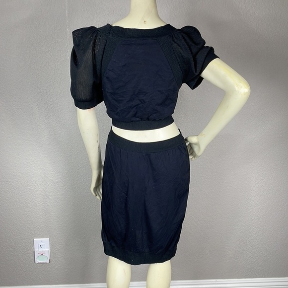 Marc by Marc Jacobs Cutout Back Dress Black Jersey Mesh Fitted Sz M - Picture 5 of 13